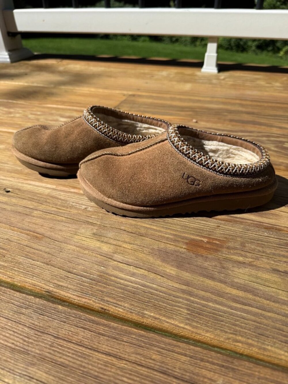 UGG Tasman Boys Size 2Y Brown Casual Comfort Suede Slip On Slippers Shoes
